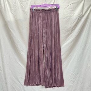 Zara Purple Wide Leg Micro Pleated High Waist Pants Size Large